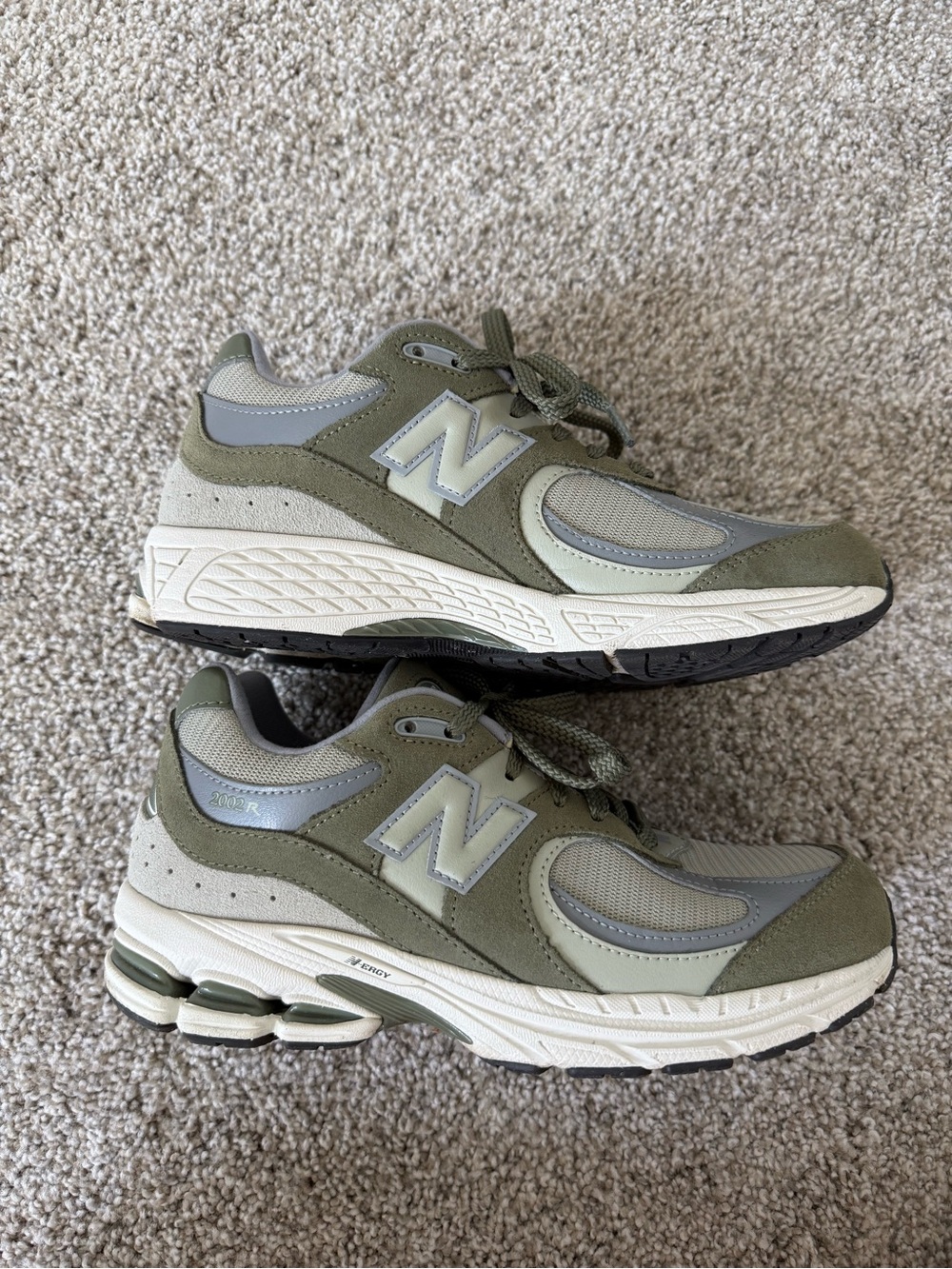 New Balance 2002R Olive Green Khaki Gray Sneakers